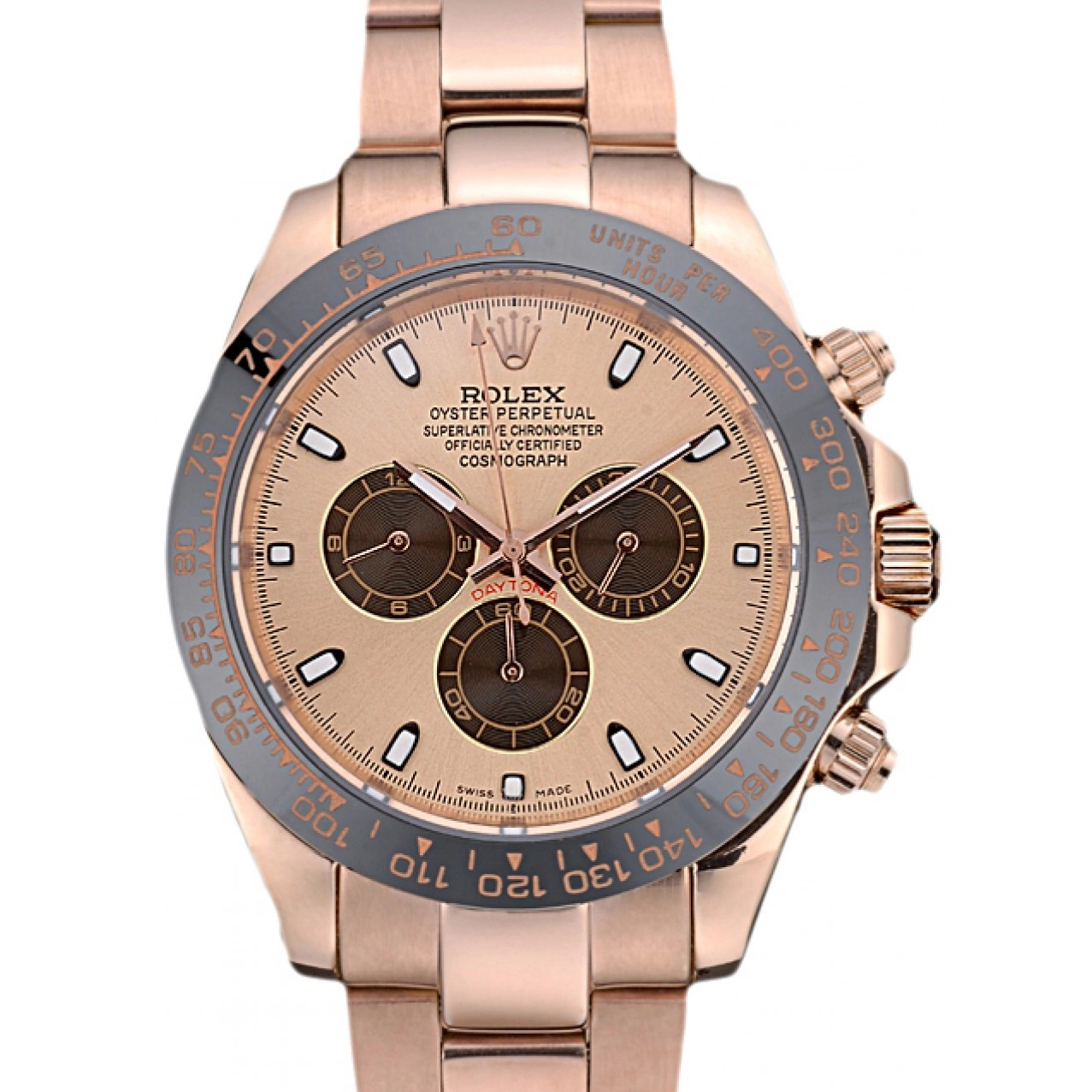 Plated Rose Gold Tachymeter Gold Ion Dial Daytona Strap Rolex Rose 80244 0716